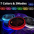 2PCS LED Car Cup Holder Lights, Light up Car Coasters for Cup Holders 7 Colors Changing USB Charging Mat Waterproof Cup Pad, Car Gifts for Men & Women