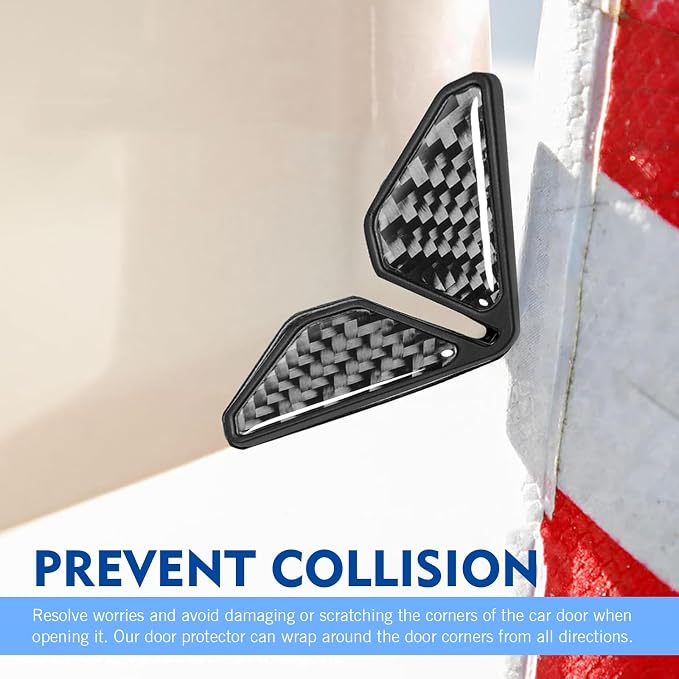 Car Door Corner Protector Edge Guards, Carbon Fiber Decorative Anti-scratch Anti-collision Buffer Pad, Embedded Self-adhesive Tightly Wrapped Soft Protective Cover, for Most Cars (Black)