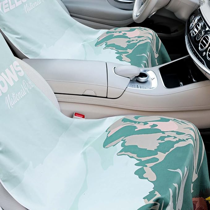 Car Seat Towel Covers with Storage Bag, 63 x 32 Inch Universal Non Slip Waterproof Sweat Protector for Car Truck, Gym Swimming Running, Machine Washable(1 Pack,Yellowstone)