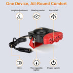 Portable Car Heater - Car Defroster for Vehicle, 150W Automotive Heater Fan with 180° Swivel Bracket, 3 Outlets for Wide Heat Distribution, for All 12V Vehicles (Red)