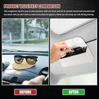 Sunglasses Holder for Car Sun Visor, Leather Auto Eyeglasses Storage Case with Hidden Magnetic Closure, Universal Protective Glasses Organizer Box, Visor Accessories for Woman Man (White)