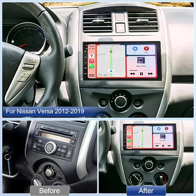 8 Core 8GB+256GB 7 Inch Touschscreen Car Radio for Nissan Versa 2012-2019 with Wireless CarPlay Android Auto, Android 14 Double Din Car Stereo Head Unit with GPS Bluetooth WiFi FM RDS SWC Camera