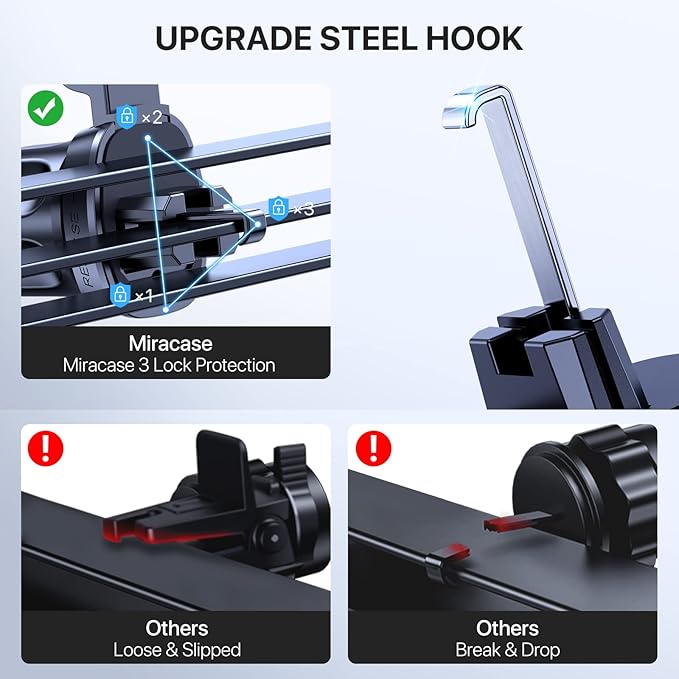 Upgraded Wider Clamp Phone Holders for Your Car, Metal Hook Air Vent Car Mount [Thick Cases Friendly] Automobile Hands Free Compatible with iPhone 17/16/15/14/13 Series All Smartphone