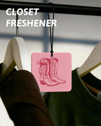 Dusty Pink Boho Western Orange Car Air Freshener 4 Pcs, Cow Skull Cactus Cowgirl Boots Square Hanging Air Freshener for Closet Drawer Books, Western Car Accessories Mirror Decor for Women