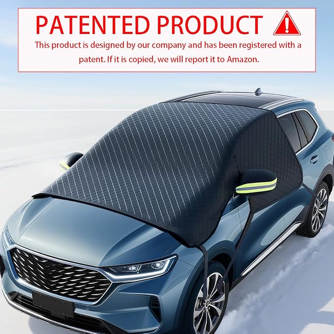 Car Windshield Cover for Ice and Snow - Universal Windshield Snow Cover with Side Window and Rearview Mirror Protector, Durable Magnetic Winter Frost Hail Guard, Suitable for Most Cars,SUV,Truck