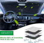 Windshield Sun Shade Umbrella for Car Front Window Sun Visor for Windshield Car Summer Accessories Protect Interior from UV Rays & Heat for Sedan, Compact SUV, Hatchbacks 57"*31" （Cherry）