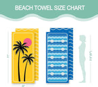 2 Pack Microfiber Beach Towel, Quick Dry Travel Towel Large Sand Free Towel for Beach, Camping, Swim Pool, Gym, Sports& Yoga 71"x32", Golden Coast/Azure Tide Set
