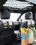 Purse Holder for Car, 2 Pack Heavy Duty Purse Hanger for Car, PU Leather Car Seat Hooks for Purses and Bags, Cute Pink Bow Headrest Organizer for Handbags & Backpacks