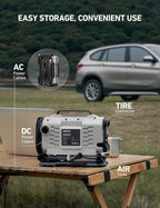Tire Inflator Portable Air Compressor Pump 150PSI 12V DC/110V AC with Dual Metal Motors&LED Light, Automotive Car Accessories&Two Modes for Car, Bicycle Tires and Air Mattresses, Gray