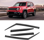 Window Visors for Jeep Renegade 2015-2024, Rain Guards Shields Vent Deflector Shade Dark Smoke 2016 2017 2018 2019 2020 2021 2022, Tape-On, 4PCS