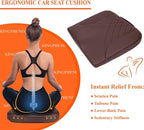 Premium Car Seat Cushion, Memory Foam Driver Seat Cushion to Improve Driving View- Coccyx & Lower Back Pain Relief - Seat Cushion for Car, Truck, Office Chair (Leather Brown)