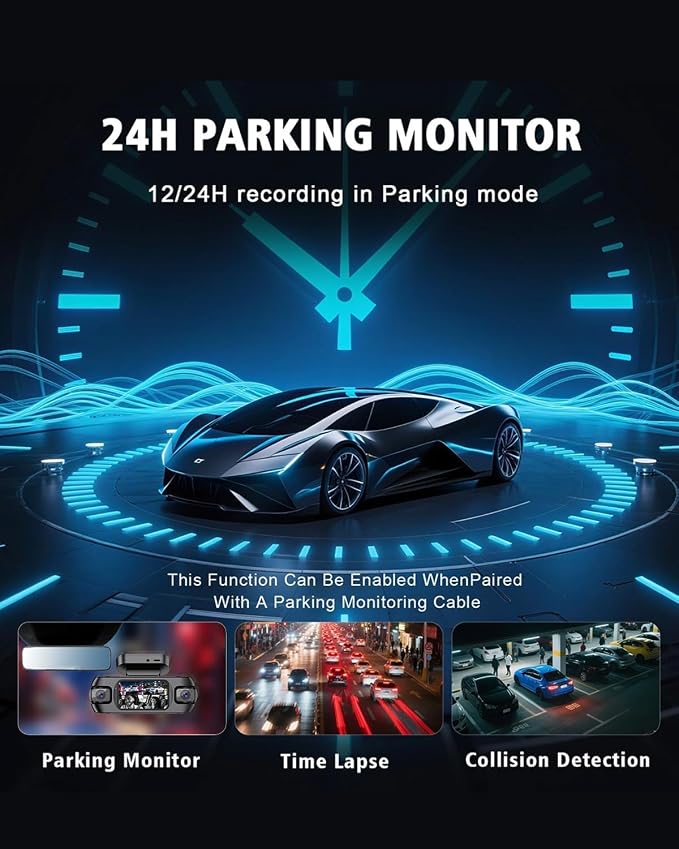 4 Channel Dash Cam Front and Rear 4K 360°View Dash Camera for Cars with GPS, G-Sensor, 5G WiFi, Loop Recording, App Control, 8 Lamps IR Night Vision, 24/7 Parking Mode, 128G Card