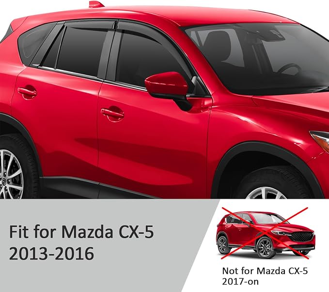 Voron Glass Tape-on Rain Guards for Mazda CX-5 2013-2016, Window Deflectors, Vent Window Visors, 4 Pieces - 100881