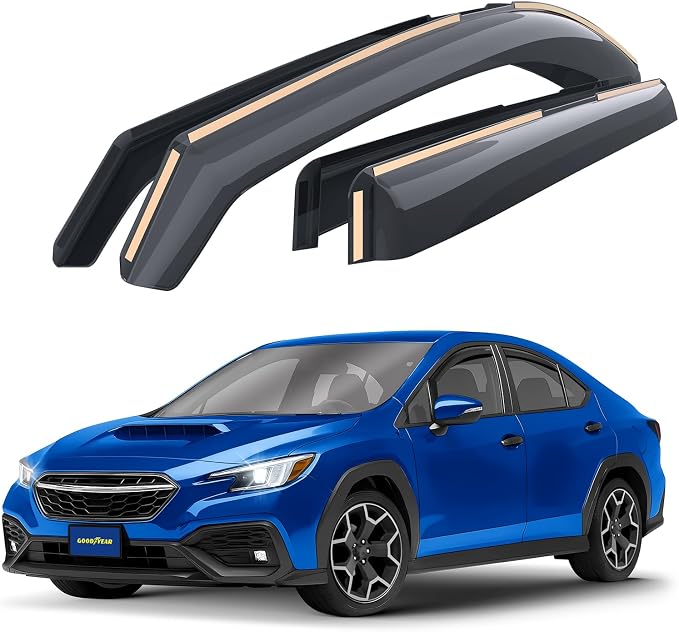 Goodyear Shatterproof in-Channel Window Deflectors for Subaru WRX 2022-2026, Rain Guards, Window Visors for Cars, Vent Deflector, Car Accessories, 4 pcs - GY008099
