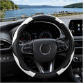 Car Steering Wheel Cover 15 inch, Microfiber PU Leather Elastic Steering Wheel Protector, Anti-Slip Breathable Car Interior Accessories for Most Cars (White)