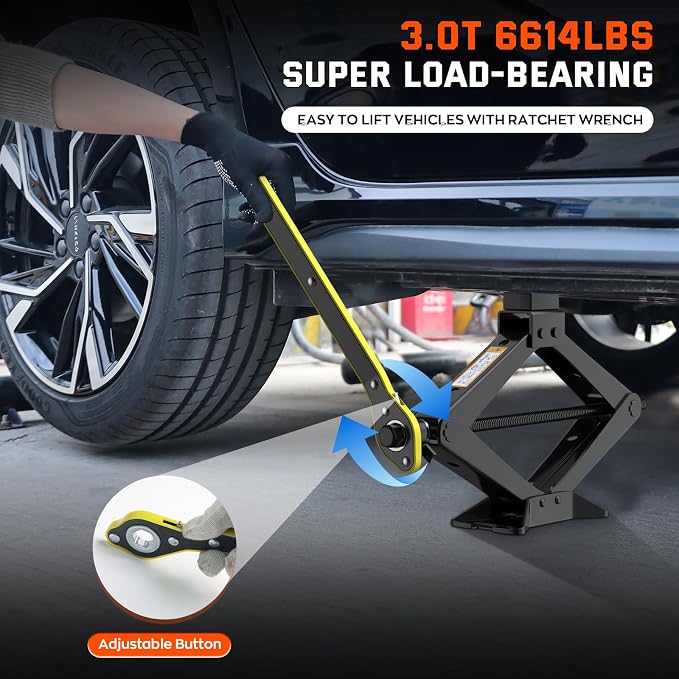 Scissor Jack for Car 3 Ton 6614 LBS, Spare Tire Changing Kit,Portable Tire Jack,Lifting Jack for Car/SUV/MPV