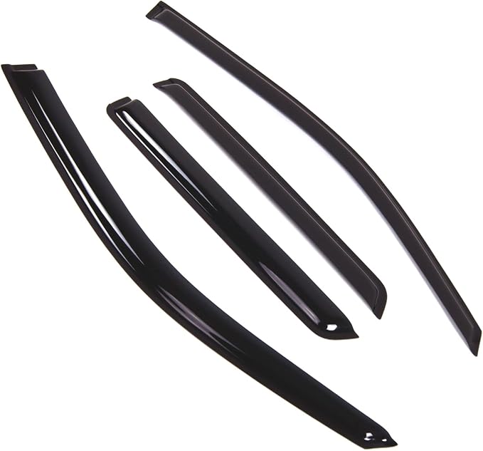 WD2-203 Dark Smoke 4 Pcs Set Window Visor (Outside Mount) Deflector Rain Guard Compatible with 2004-2007 Buick Rainier