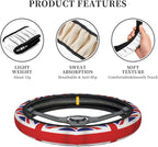Elastic UK Flag Car Steering Wheel Cover Protector Upgrade Thicken,United Kingdom Union Jack Red,Stretchy Soft Car Accessories Interior Decor for Diverse Cars Truck SUV Men Women Universal 15 Inch