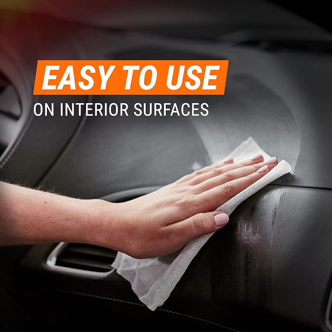 Interior Car Cleaning Wipes, Canister, Powerful Cleaning for Dashboards, Vinyl, Clear Plastics, Carpet and Fabric, 25 Count (Pack of 2)