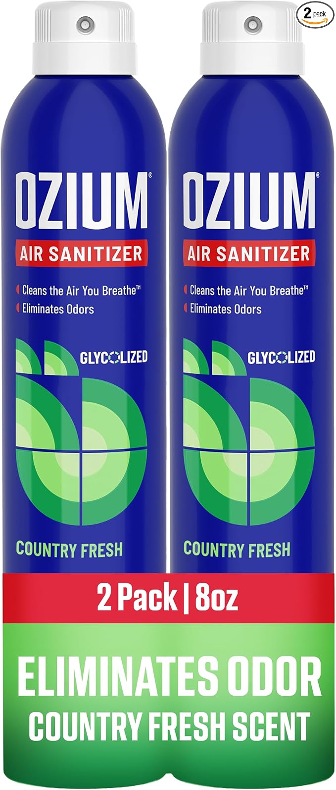 Air Sanitizer Spray - Room Odor Eliminator for Home, Car, and Office - Country Fresh Air Cleaner - 8 oz Can - 2 Pack