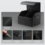 Car Trunk Organizer for SUV and Sedan, Black, 16.5 inches | Leather Storage Box, Magnetic Lid, Collapsible and Adjustable, Water‑Resistant & Dust‑Proof