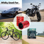 4-Piece Anodized Aluminum-Plastic Composite Tire Valve Stem Caps with Integrated Plastic Sleeve,Corrosion-Resistant and Universal Fit,Suitable for Cars, Trucks, and Motorcycles (Red)