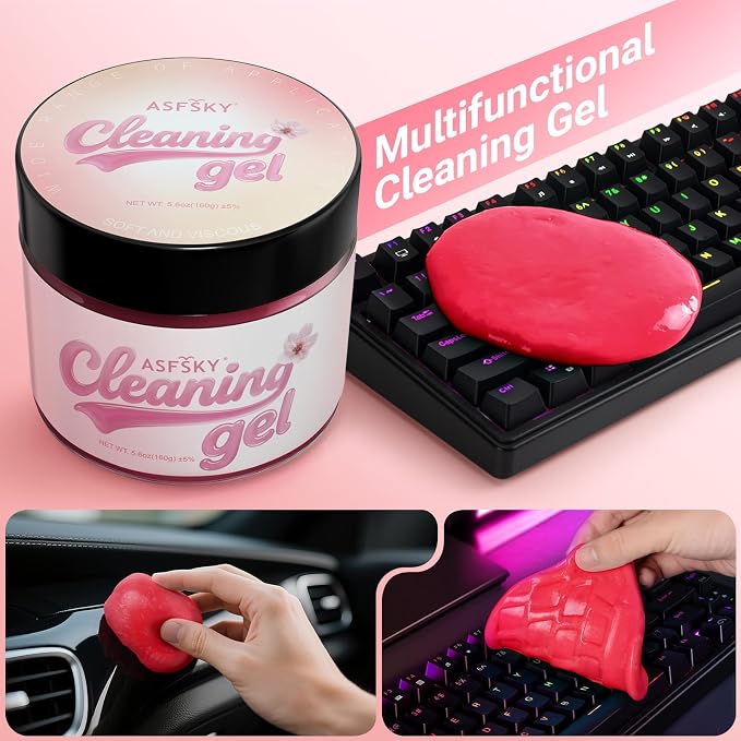 Car Cleaning Gel (Pink,Sakura) Cleaning Putty Universal Dust Cleaning Car Interior Cleaner Keyboard Dust Remover Car Slime Gifts for Men Women girl（1 pack）