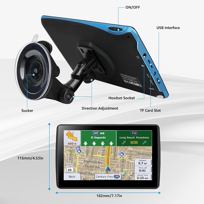 7 Inch GPS Navigator for Car Truck RV, 2026 Latest Map GPS for Car with Free Lifetime Updates, Voice Guidance, Speed Alerts, Custom Routing, HD Touchscreen