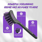Pro Tire Cleaning Brush, Stiff Mixed Bristles Tire Cleaner, Short Handle Scrub Brush for Cleaning Sidewalls, Rubber Mats & Wheels, Anti-Deformation Tyre Detailing Tool, Purple/Black