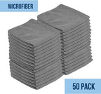 Chamois Cloth, Microfiber Cleaning Cloth 50 Pack, Borderless Towels Cleaning, Car Microfiber Towel, Drying Car Wash Towels (11.5" x 11.5", Grey)