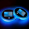 2Pcs American Flag LED Car Cup Holder Coasters 7 Colors Lights Up Cups | with USB of Car Accessories for SUV Trucks Sedans, Waterproof Interior Atmosphere Lamp, American Flag Gifts for Women Men