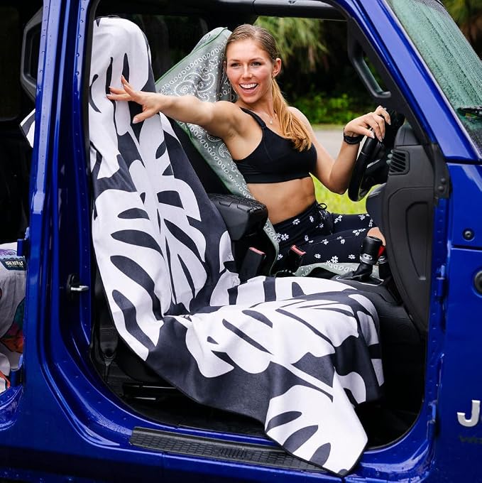 Athletic Running Towel, Full-Sized, Car Seat Cover - Performance Microfiber (Monstera of Race's Past)