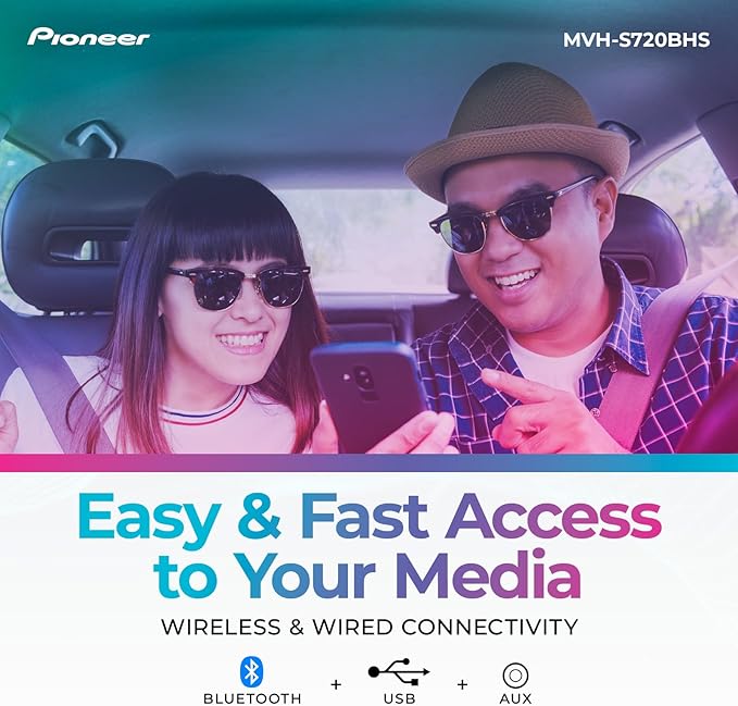 MVH-S720BHS 1-Din Digital Media Receiver – Bluetooth, SiriusXM, Color Change, HD Radio, USB, FLAC, Voice Control, 50W x 4 Output, 13-Band EQ, AM/FM Radio, Hi-Volt RCA Preouts