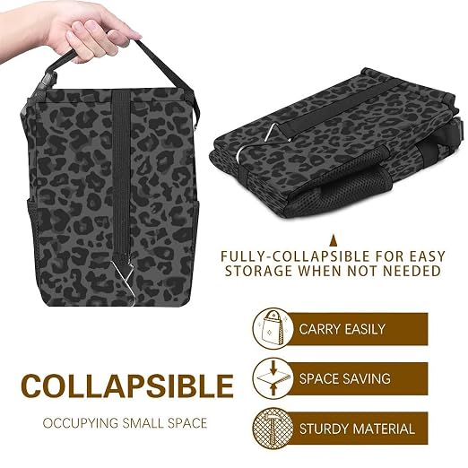 Black Leopard Car Trash Can, Waterproof Portable Mini Garbage Bin, Lightweight No-Install Waste Basket for Car Office Home, Cute Multifunctional Car Interior Accessory