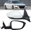 Right Passenger Side Mirror Compatible with 2018-2022 Honda Accord Power Glass | Heated | with Blind Spot | with Turn Signal | Manual Folding Repalces HO1321330 (8Pins-Pearl White)