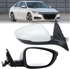 Right Passenger Side Mirror Compatible with 2018-2022 Honda Accord Power Glass | Heated | with Blind Spot | with Turn Signal | Manual Folding Repalces HO1321330 (8Pins-Pearl White)