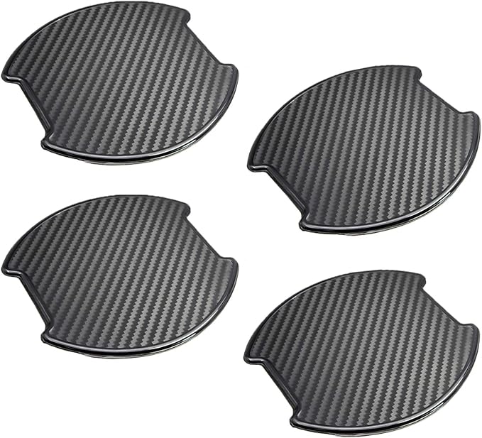 4Pcs Black Carbon Fiber TPU Car Door Handle Cup Protective Stickers Universal Door Handle Cups Scratch Protection Films