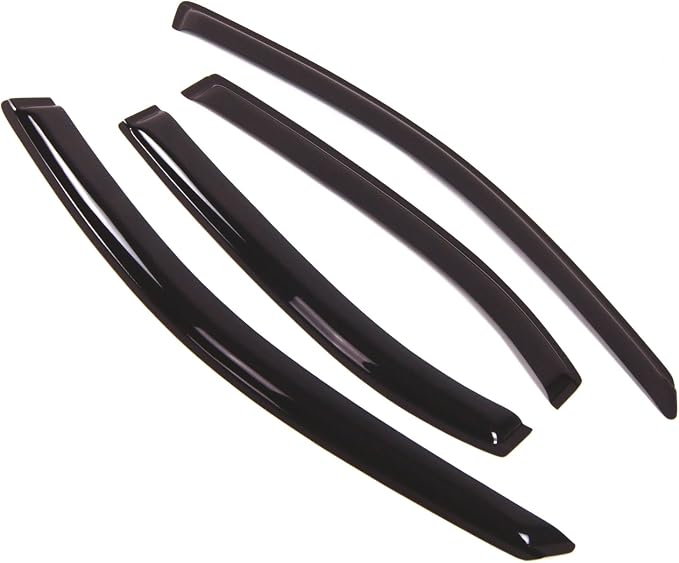 WD2-182 Dark Smoke 4 Pcs Set Window Visor (Outside Mount) Deflector Rain Guard Compatible with 2006-2012 Lincoln Zephyr