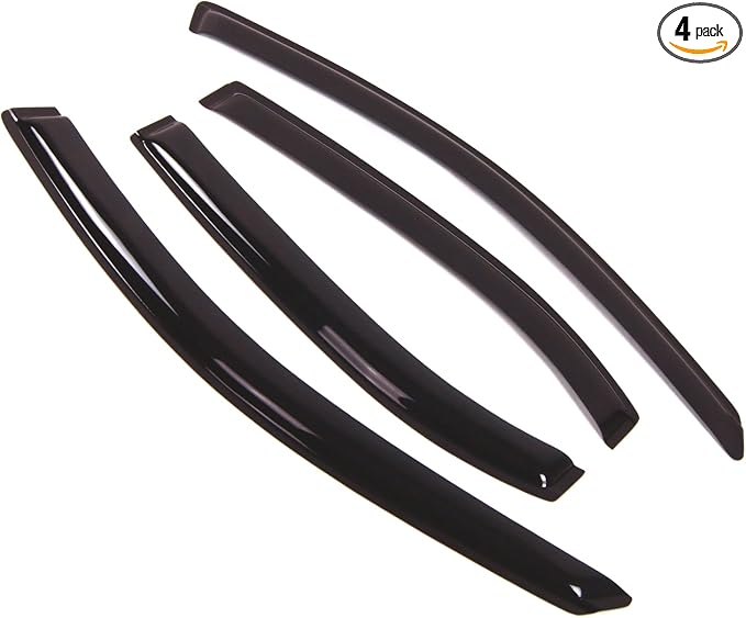 Outside Mount Window Vent Visors Rain Guards Compatible with Lincoln MKZ 2009-2012 | Side Window Wind Deflectors Rain Shields | Smoke Tinted, 4 Pcs Set, DGWV-182-3