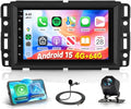 4G+64G Android 15 Car Radio for Chevrolet Chevy Silverado GMC Sierra Yukon 2007-2013, Car Stereo Wireless CarPlay Android Auto, GPS 5G-WiFi, Bluetooth 5.0, EQ, Backup Camera