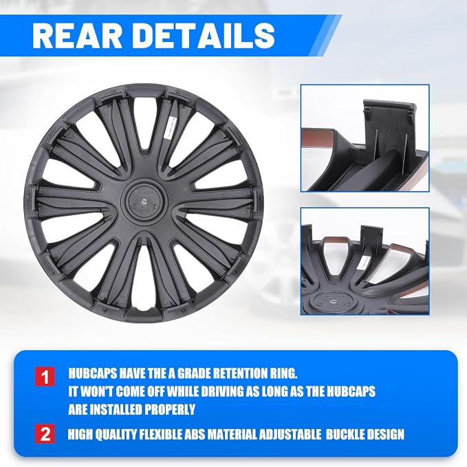4-Pack 13 Inches Wheel Rim Cover Hubcaps,Redesign Fashion Style Replacement Hubcaps,Car Truck SUV Hub Accessories,Black&Red&Lacquer