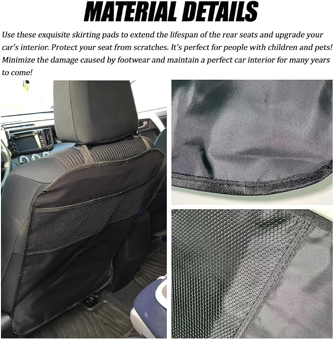 2PCS Kick Mat Backseat Protector, Back Seat Cover for Kids, Premium Waterproof Kick Mats with 2 Pocket Organizer, Automotive Backseat Organizer Waterproof Protective Cover for Car SUV Truck