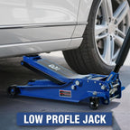 3 Ton Floor Jack Extra Long Reach Low Profile Hydraulic Jack with Dual Piston Quick Lift Pump, for Home Garage & Professional Auto Shop Vehicle Maintenance, 6,600 LBS Load Capacity, Blue