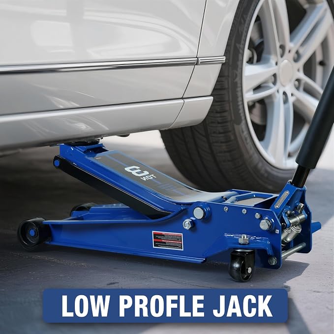 3 Ton Floor Jack Extra Long Reach Low Profile Hydraulic Jack with Dual Piston Quick Lift Pump, for Home Garage & Professional Auto Shop Vehicle Maintenance, 6,600 LBS Load Capacity, Blue
