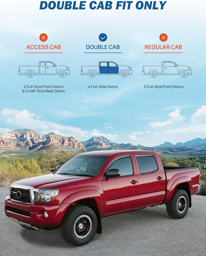 in-Channel Rain Guards Compatible with 2005-2015 Tacoma Double Cab Window Vent Visor Window Deflectors Vent Shades Tacoma Accessories