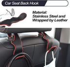Car Seat Headrest Hooks for Car Back Seat Organizer Hanger Storage Hook Holder for Car SUV Organization Purse Shopping Groceries Bag Handbag, Black & Red, 2 Pack