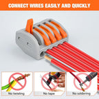 115PCS Lever Wire Connectors Nuts Kit 28-12AWG Inline Electrical Terminal 2 3 4 5 Port Assortment Quick Disconnect Push in Wires Connectors for Solid Stranded Wiring Projects