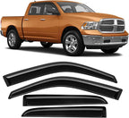 Rain Guards Fit for Dodge Ram 1500 Crew Cab 2009 2010 2011 2012 2013 2014 2015 2016 2017 2018, Tape-On Side Window Deflector Durable 2009-2018 Ram 1500 Crew Cab Rain Guard Black 4 PCS