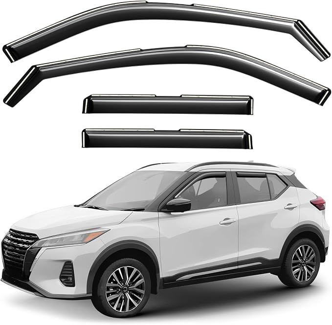GrandWheel Window Deflectors Smoke Tinted in-Channel Side Window Vent Visor Deflectors Rain Guards Compatible with Kicks 2018-2024 - 4pcs. GW0348
