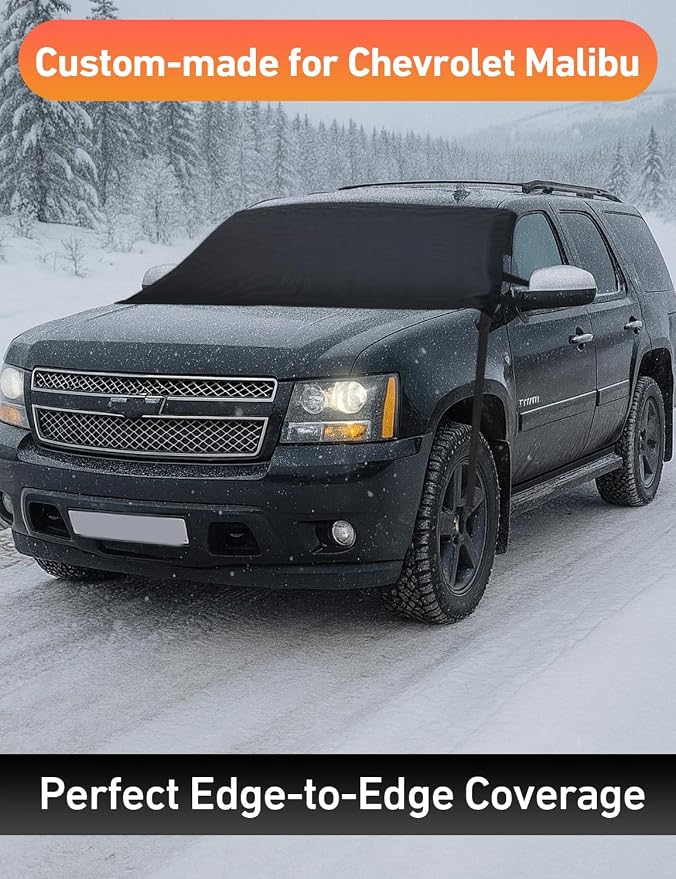 Car Snow Cover Compatible for Chevrolet Tahoe | Windshield Cover for Ice and Snow with S-Hook Straps | Heavy-Duty 600D Oxford Winter Car Cover, Waterproof & Anti-Slip